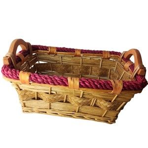 Vintage Wicker Red and Tan Basket Cabin Decor Farmhouse Country Chic Christmas
